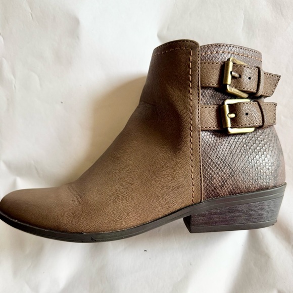 SOUL Naturalizer Heather Faux Lather Ankle Boots Brown Women's Size 7 Booties - Picture 1 of 9